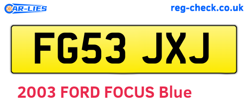FG53JXJ are the vehicle registration plates.