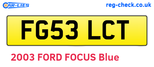 FG53LCT are the vehicle registration plates.