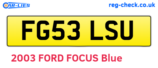 FG53LSU are the vehicle registration plates.