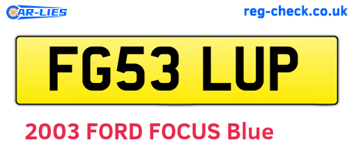 FG53LUP are the vehicle registration plates.