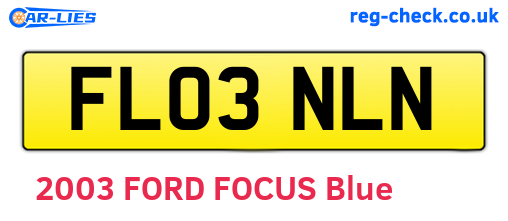 FL03NLN are the vehicle registration plates.