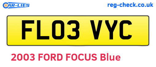 FL03VYC are the vehicle registration plates.