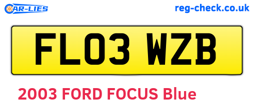 FL03WZB are the vehicle registration plates.
