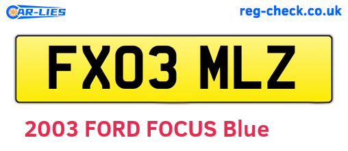 FX03MLZ are the vehicle registration plates.