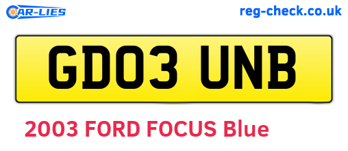 GD03UNB are the vehicle registration plates.