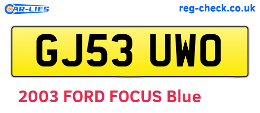 GJ53UWO are the vehicle registration plates.
