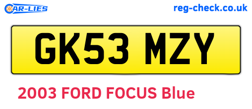 GK53MZY are the vehicle registration plates.