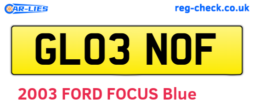 GL03NOF are the vehicle registration plates.
