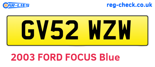 GV52WZW are the vehicle registration plates.