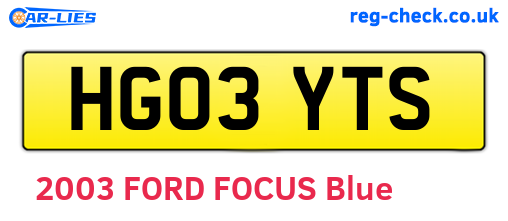 HG03YTS are the vehicle registration plates.
