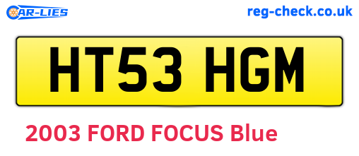 HT53HGM are the vehicle registration plates.
