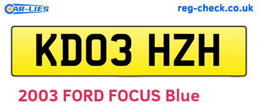 KD03HZH are the vehicle registration plates.