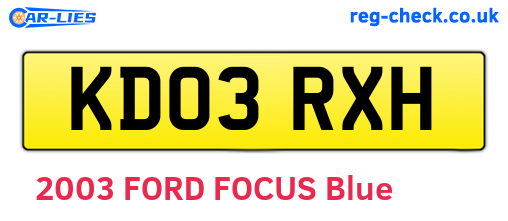 KD03RXH are the vehicle registration plates.