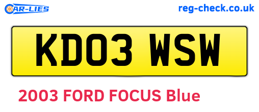 KD03WSW are the vehicle registration plates.