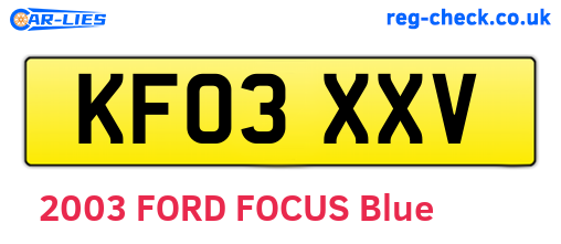 KF03XXV are the vehicle registration plates.