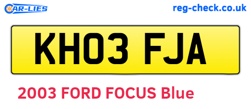 KH03FJA are the vehicle registration plates.