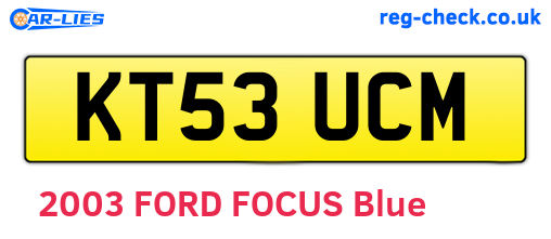 KT53UCM are the vehicle registration plates.