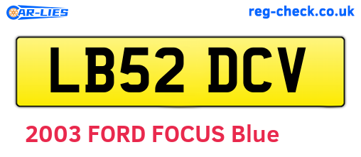 LB52DCV are the vehicle registration plates.