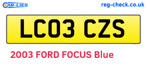 LC03CZS are the vehicle registration plates.