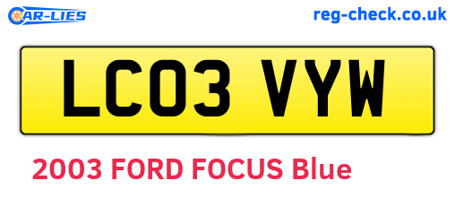 LC03VYW are the vehicle registration plates.