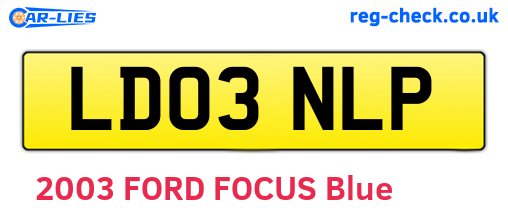 LD03NLP are the vehicle registration plates.