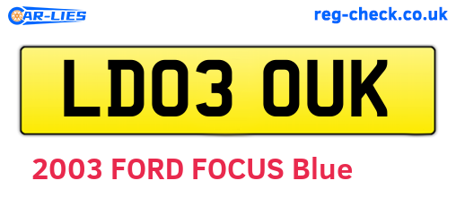 LD03OUK are the vehicle registration plates.