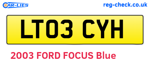 LT03CYH are the vehicle registration plates.