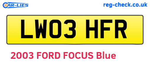 LW03HFR are the vehicle registration plates.