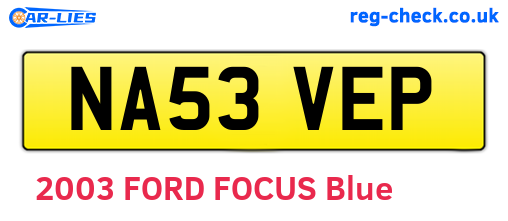 NA53VEP are the vehicle registration plates.