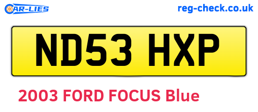 ND53HXP are the vehicle registration plates.