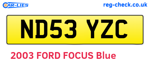 ND53YZC are the vehicle registration plates.