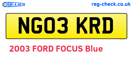NG03KRD are the vehicle registration plates.