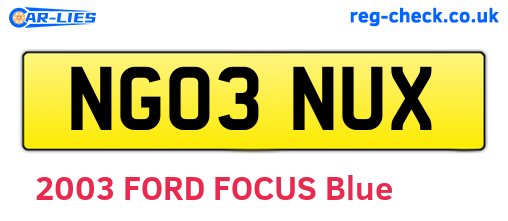 NG03NUX are the vehicle registration plates.