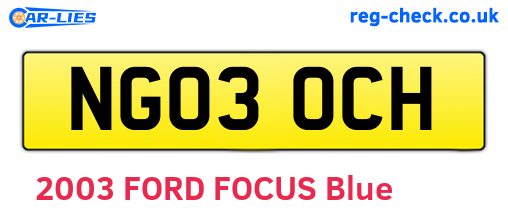 NG03OCH are the vehicle registration plates.