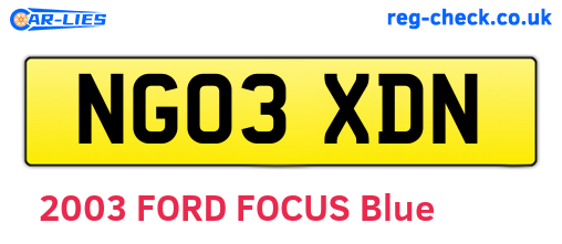 NG03XDN are the vehicle registration plates.