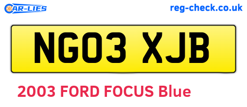 NG03XJB are the vehicle registration plates.