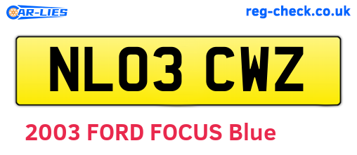 NL03CWZ are the vehicle registration plates.