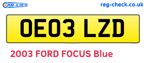 OE03LZD are the vehicle registration plates.