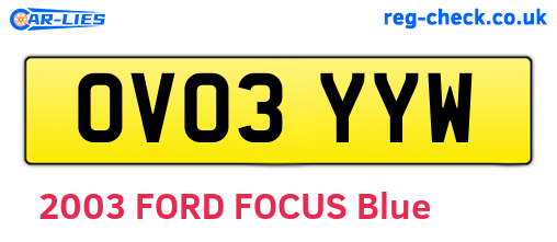 OV03YYW are the vehicle registration plates.
