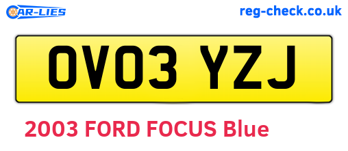 OV03YZJ are the vehicle registration plates.