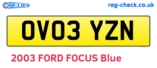 OV03YZN are the vehicle registration plates.