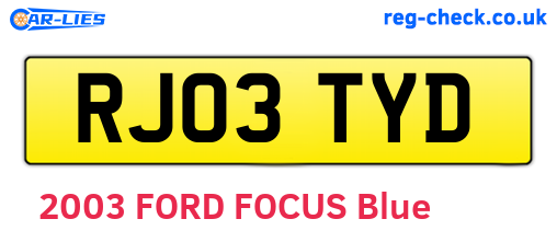 RJ03TYD are the vehicle registration plates.