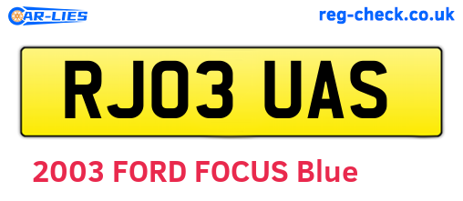 RJ03UAS are the vehicle registration plates.
