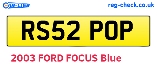 RS52POP are the vehicle registration plates.