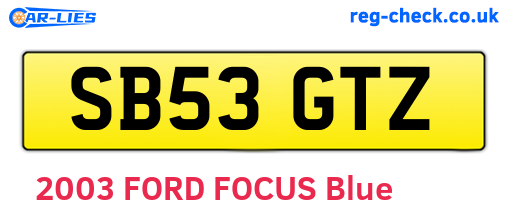 SB53GTZ are the vehicle registration plates.