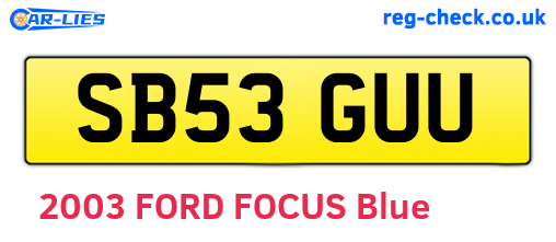 SB53GUU are the vehicle registration plates.