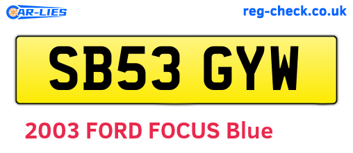 SB53GYW are the vehicle registration plates.