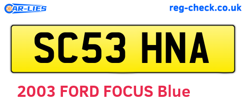 SC53HNA are the vehicle registration plates.