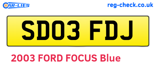 SD03FDJ are the vehicle registration plates.