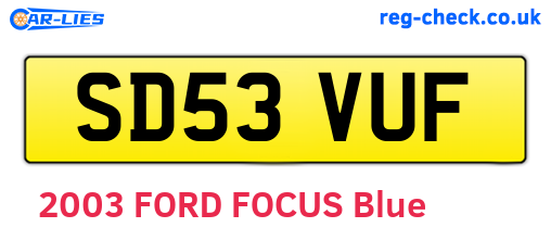 SD53VUF are the vehicle registration plates.